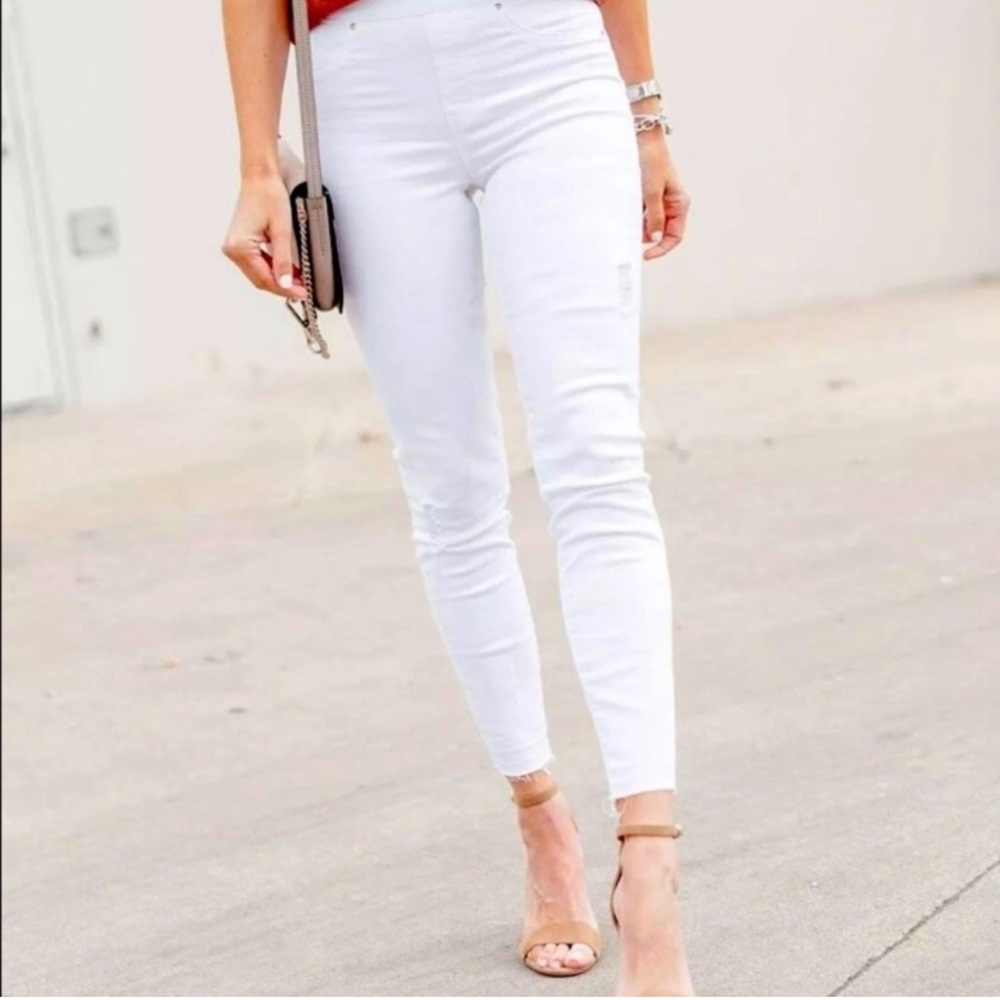SPANX Distressed Skinny Jeans in White